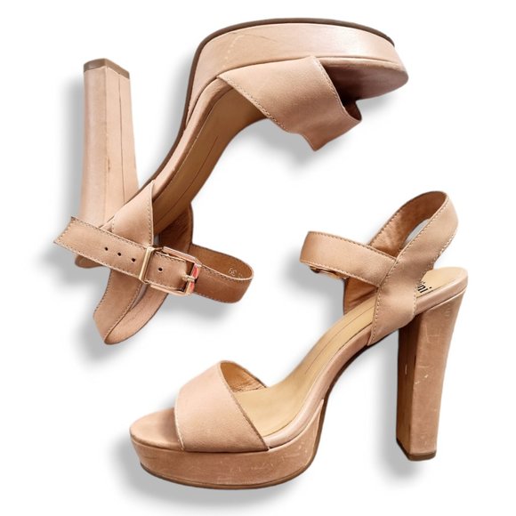 MOLLINI Martyne Nude Leather platform block heels UK 6 / AU 8 / EUR 39 - Picture 8 of 13